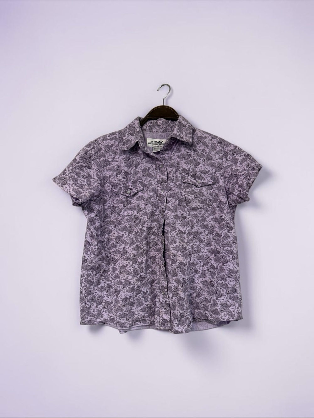 Cowboy BootPrint Short-Sleeve Button-Down Shirt in Lavender